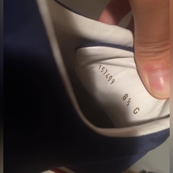 Gucci Blue Suede Script Logo Lace Up Low Sneakers Shoes size 8.5 - Picture 11 of 16